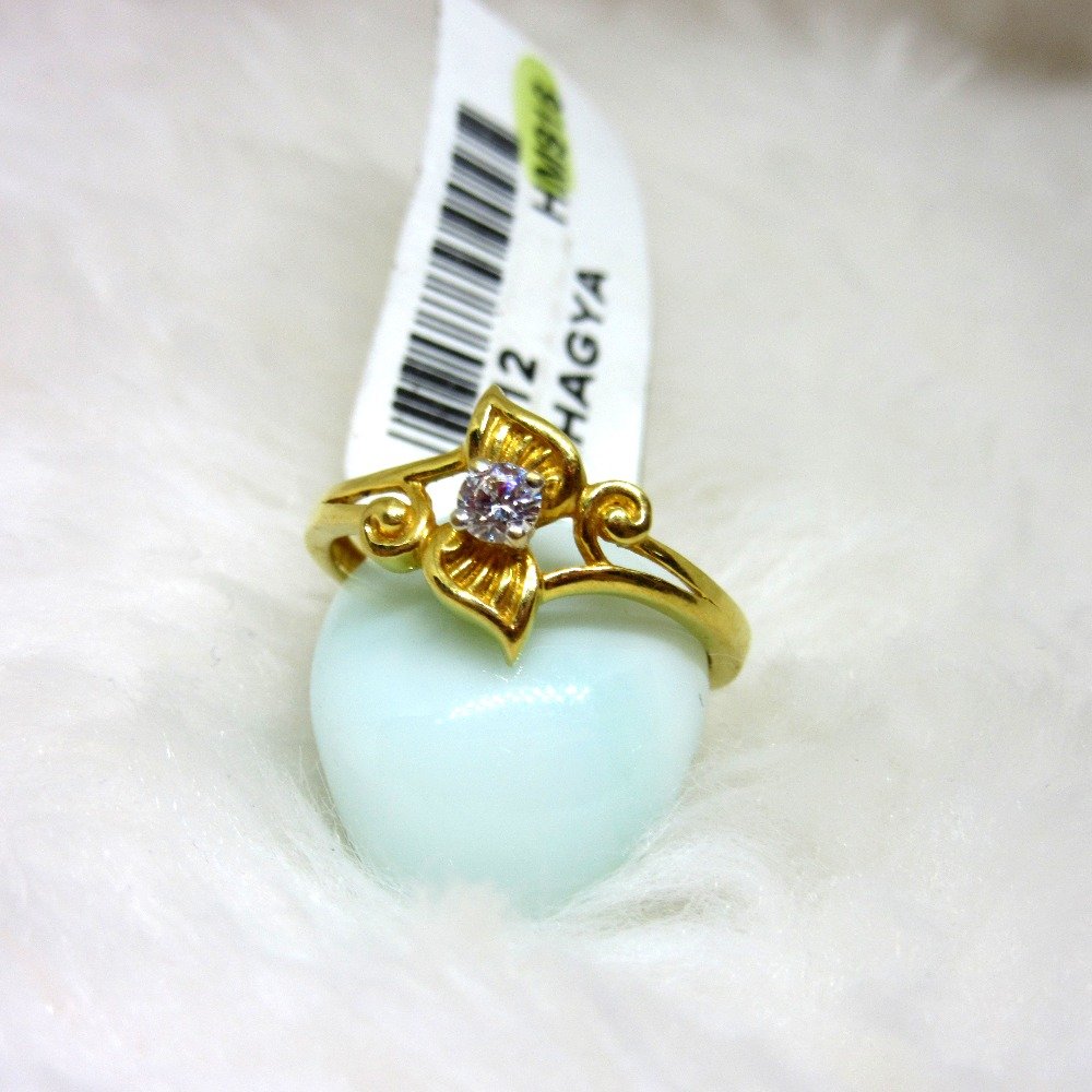 Gold Leaf Single Stone Ring