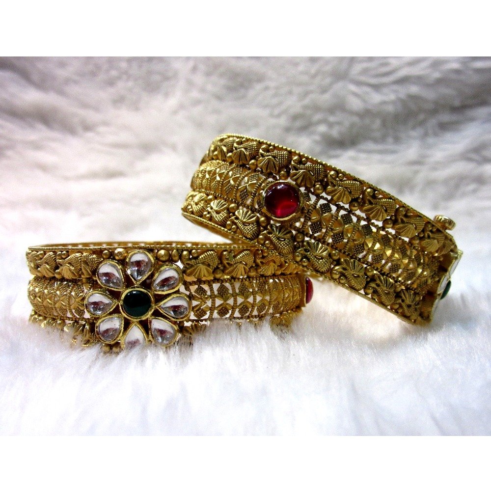 Gold Wedding Special Bridal Broad Antique Jadtar Women Bangles