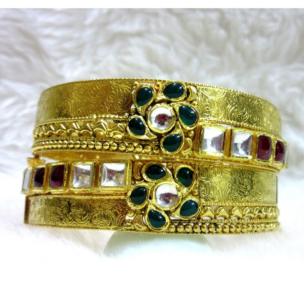 Gold 22k kundan jadtar bangles