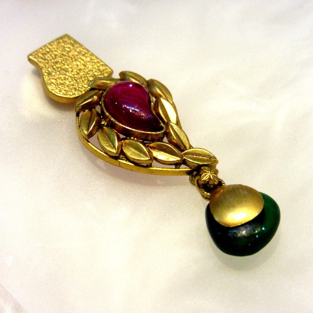 22k 916 matte design color stone antique set