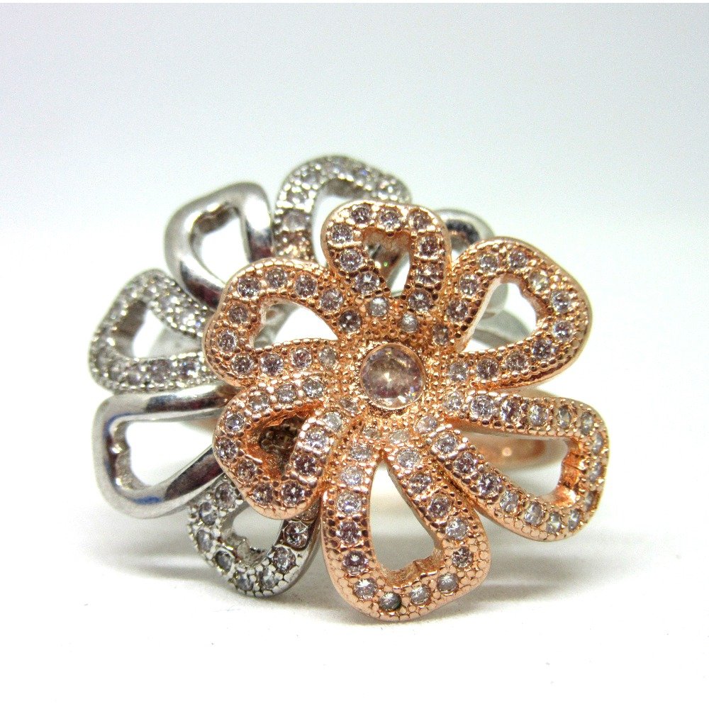 Silver 925 2 in 1 rose gold polis ring sr925-216