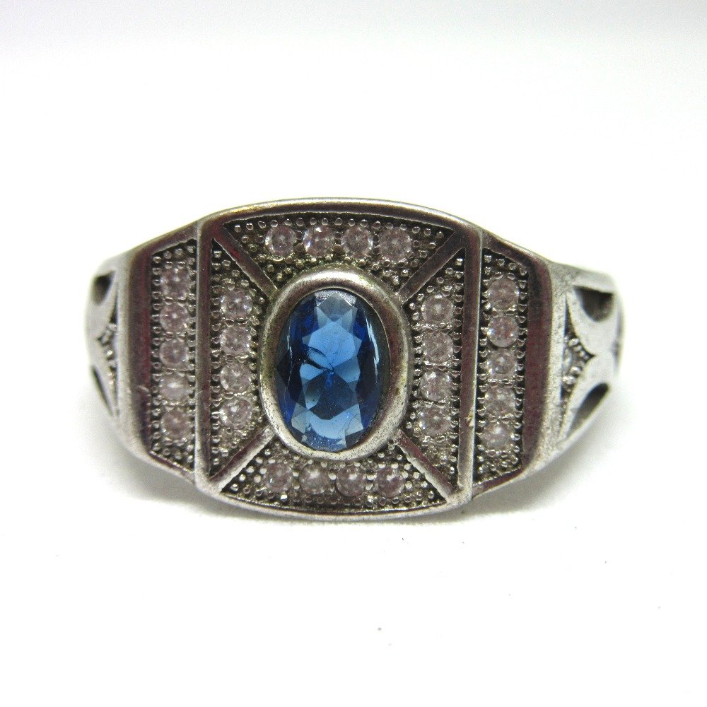 Silver 925 blue stone ring for gents sr925-99