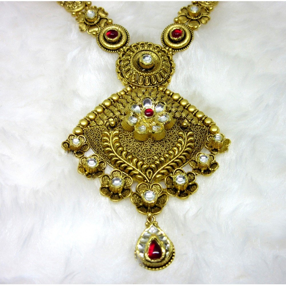 Gold hm916 rajwadi antique jadtar long set