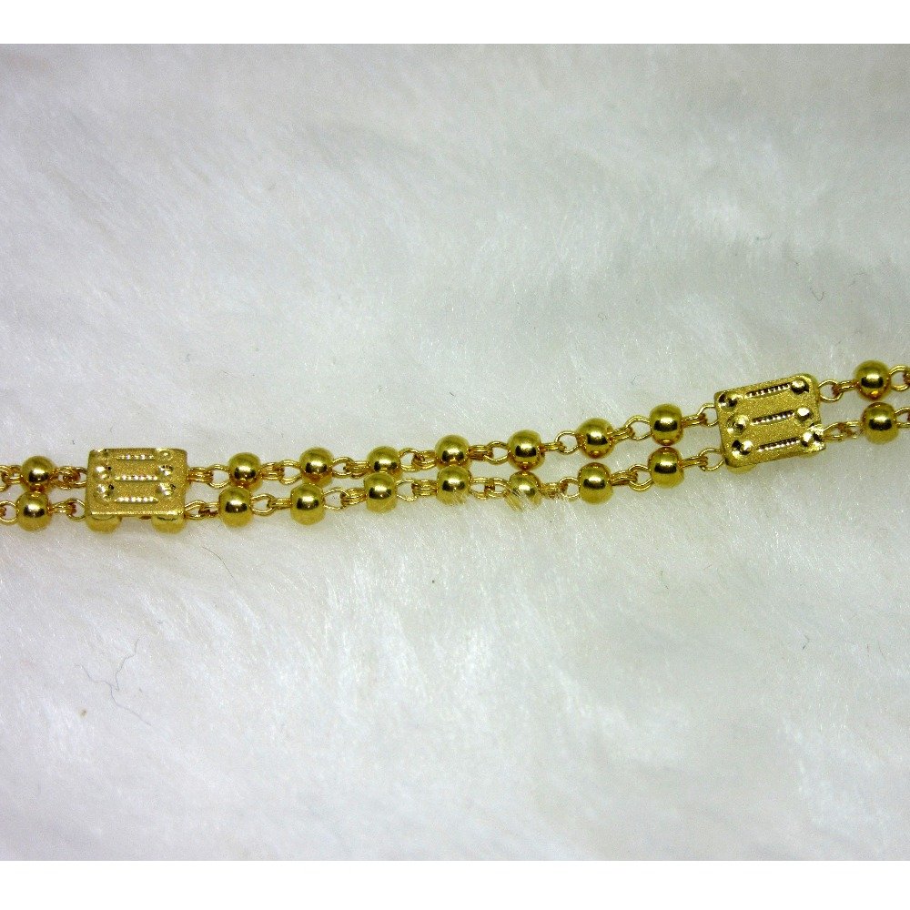 Gold Double Line Ball Fancy Ledies Bracelet