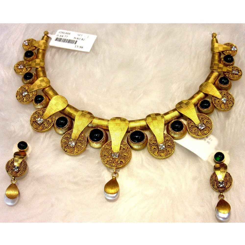 Gold 22k hm916 colorful western designer necklace set