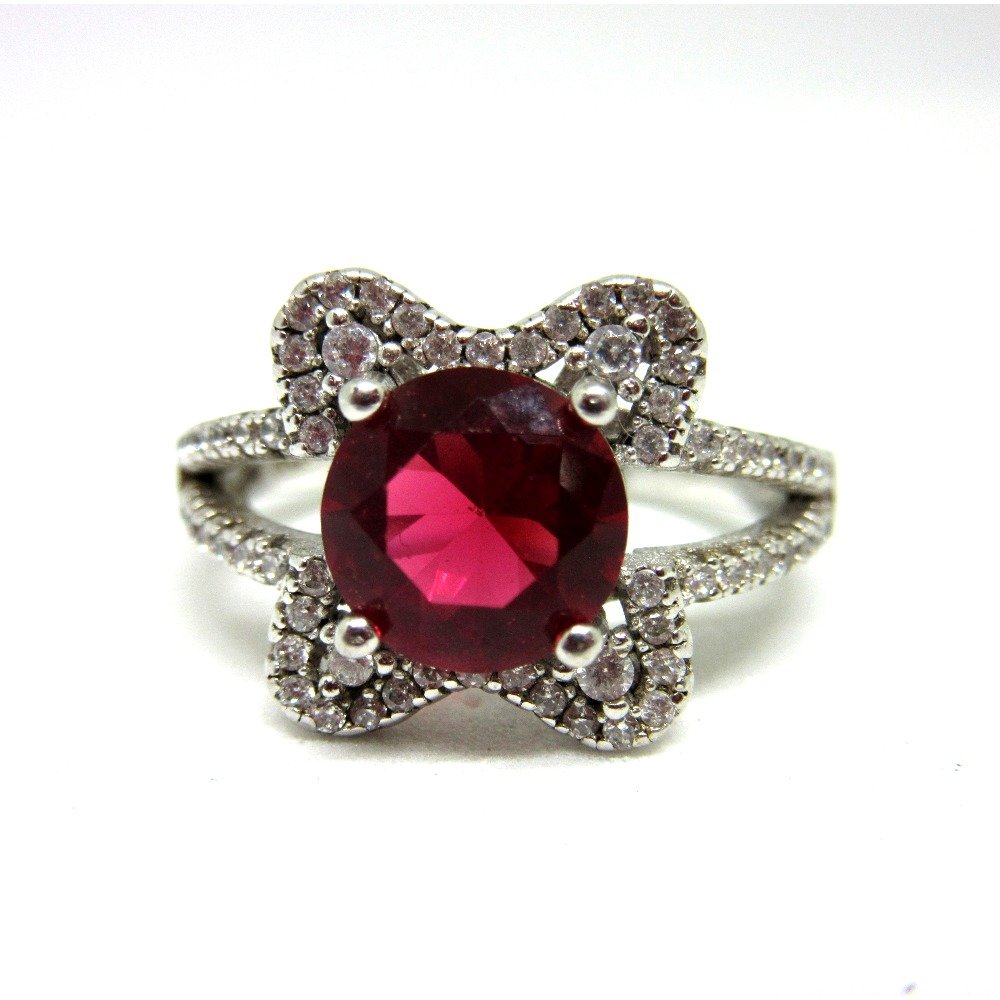 Silver 925 dark pink stone ring sr925-78