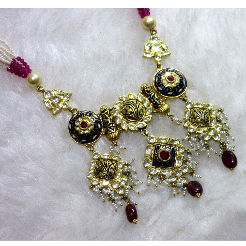 Gold moti mala dokiya cum set with tops