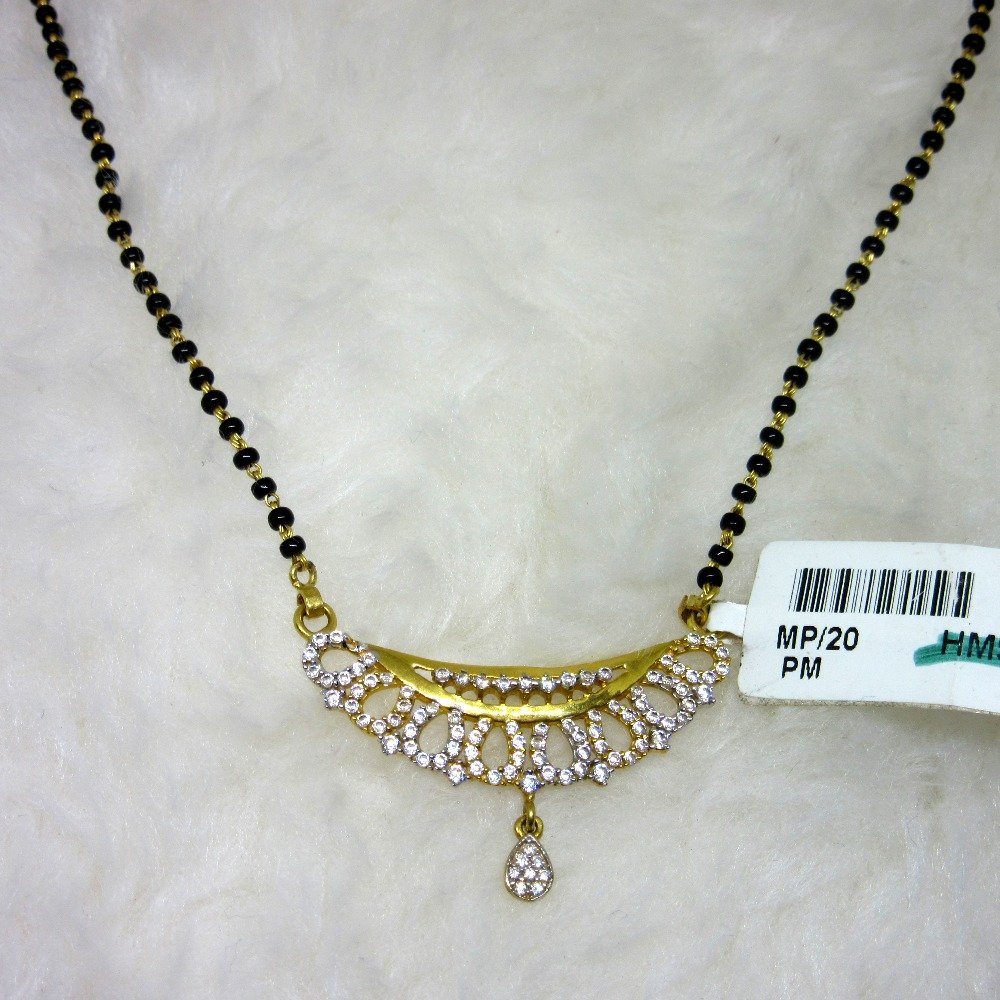 Gold micro diamond mangalsutra with tops