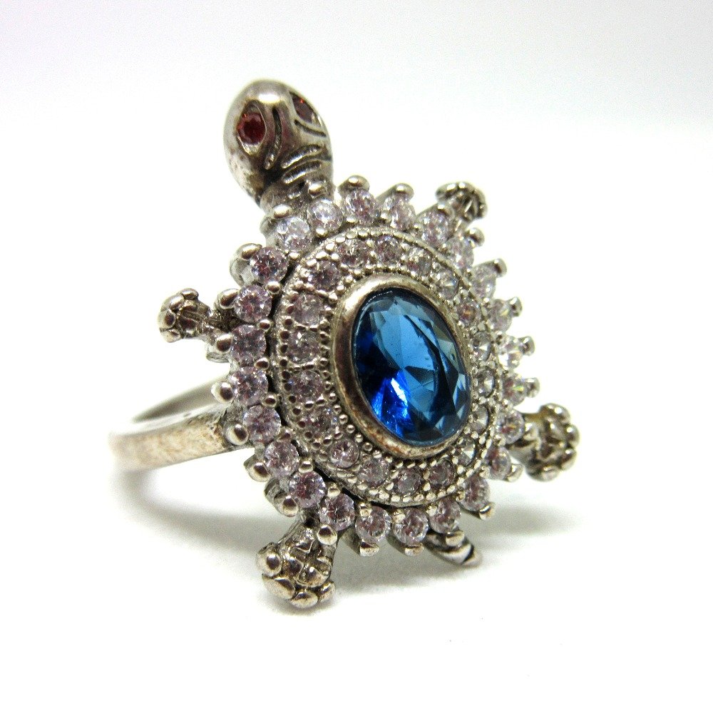 Silver 925 blue stone tortoise ring sr925-116