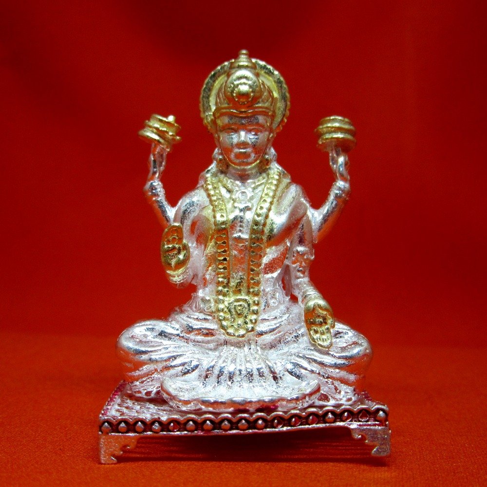 Silver shree laxmiji gold plated lining murti(statue)