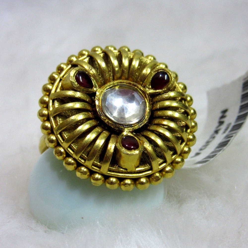 gold rajwadi bridal jadtar ring