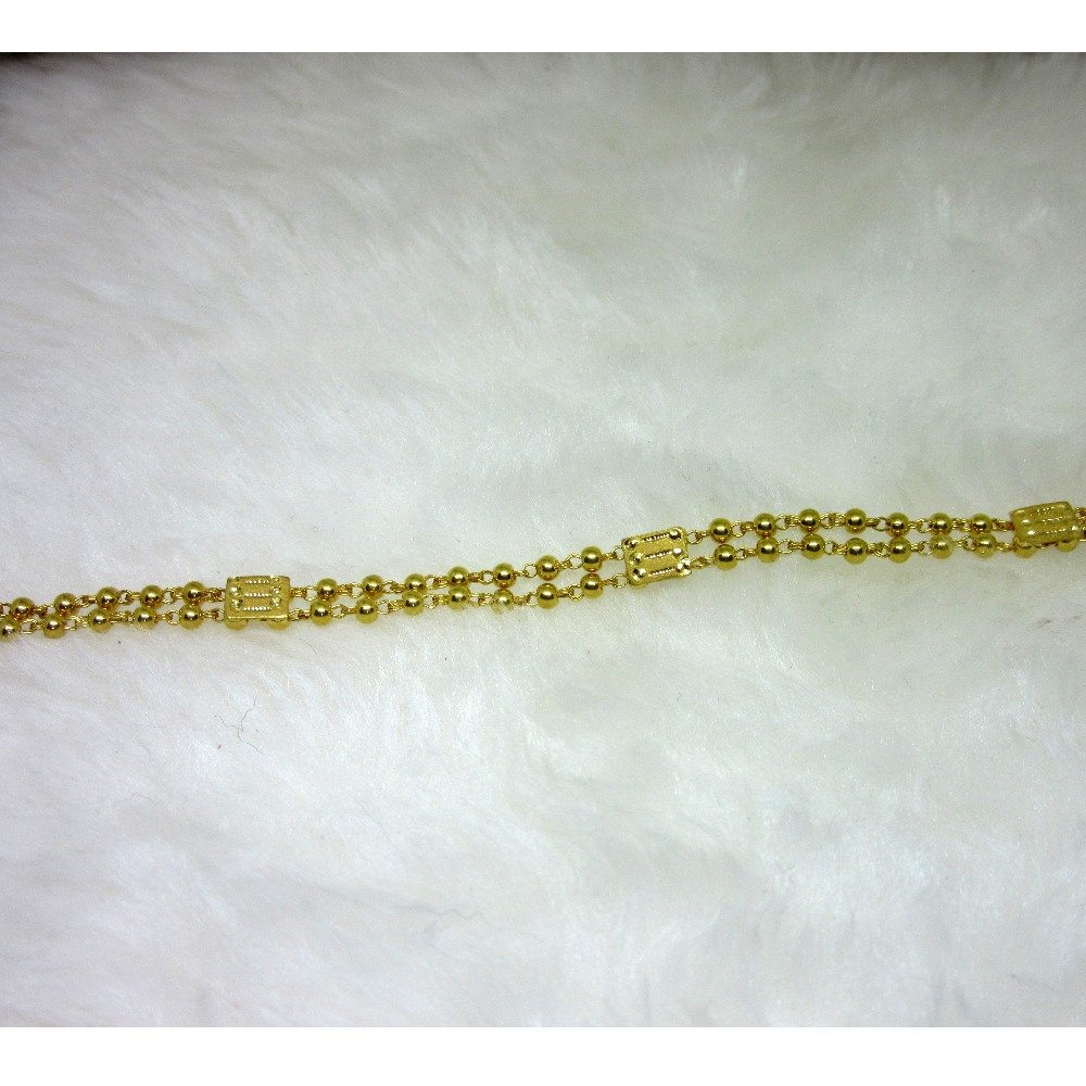 Gold Double Line Ball Fancy Ledies Bracelet