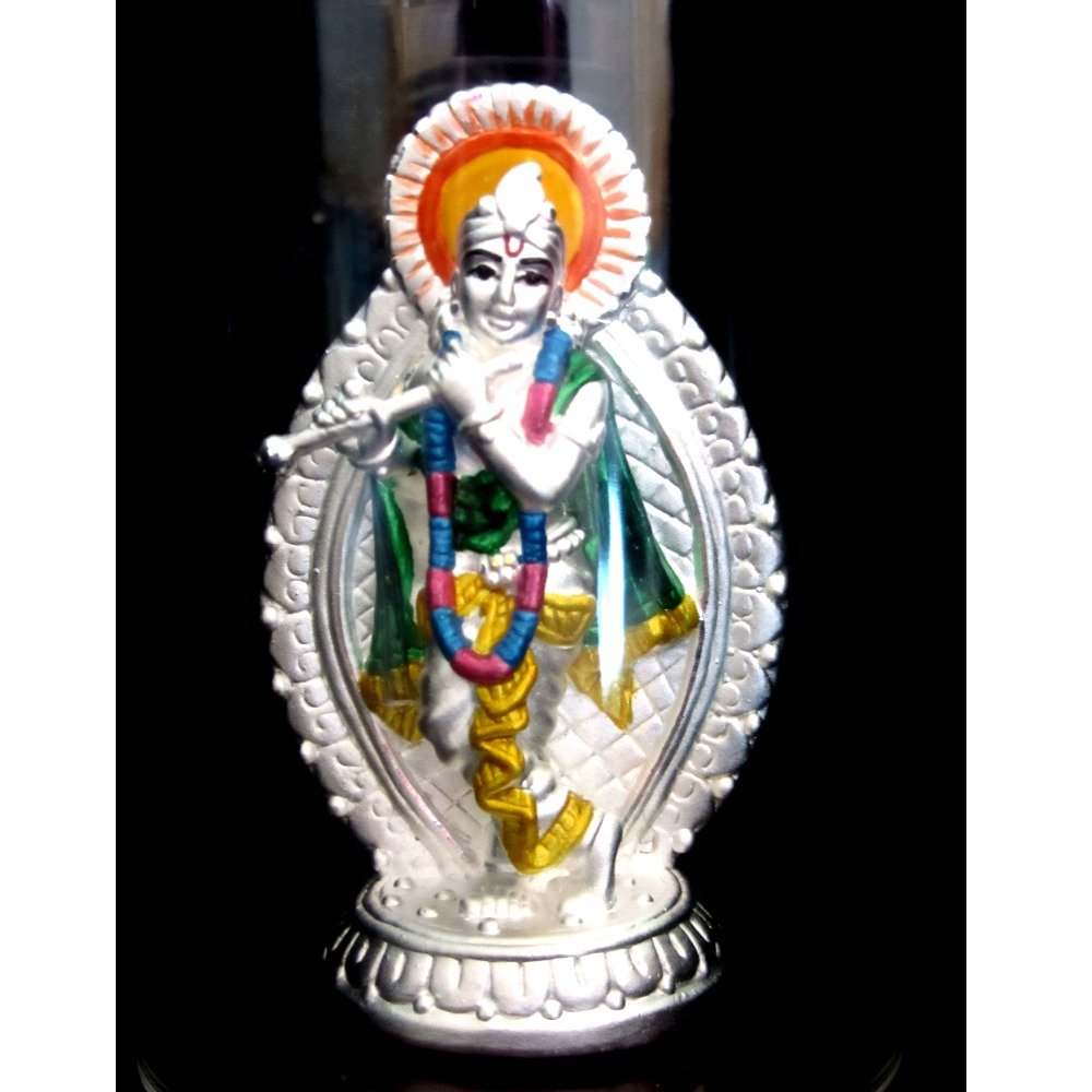 Silver 999 emerald shree krishna statue (murti) mrt-280