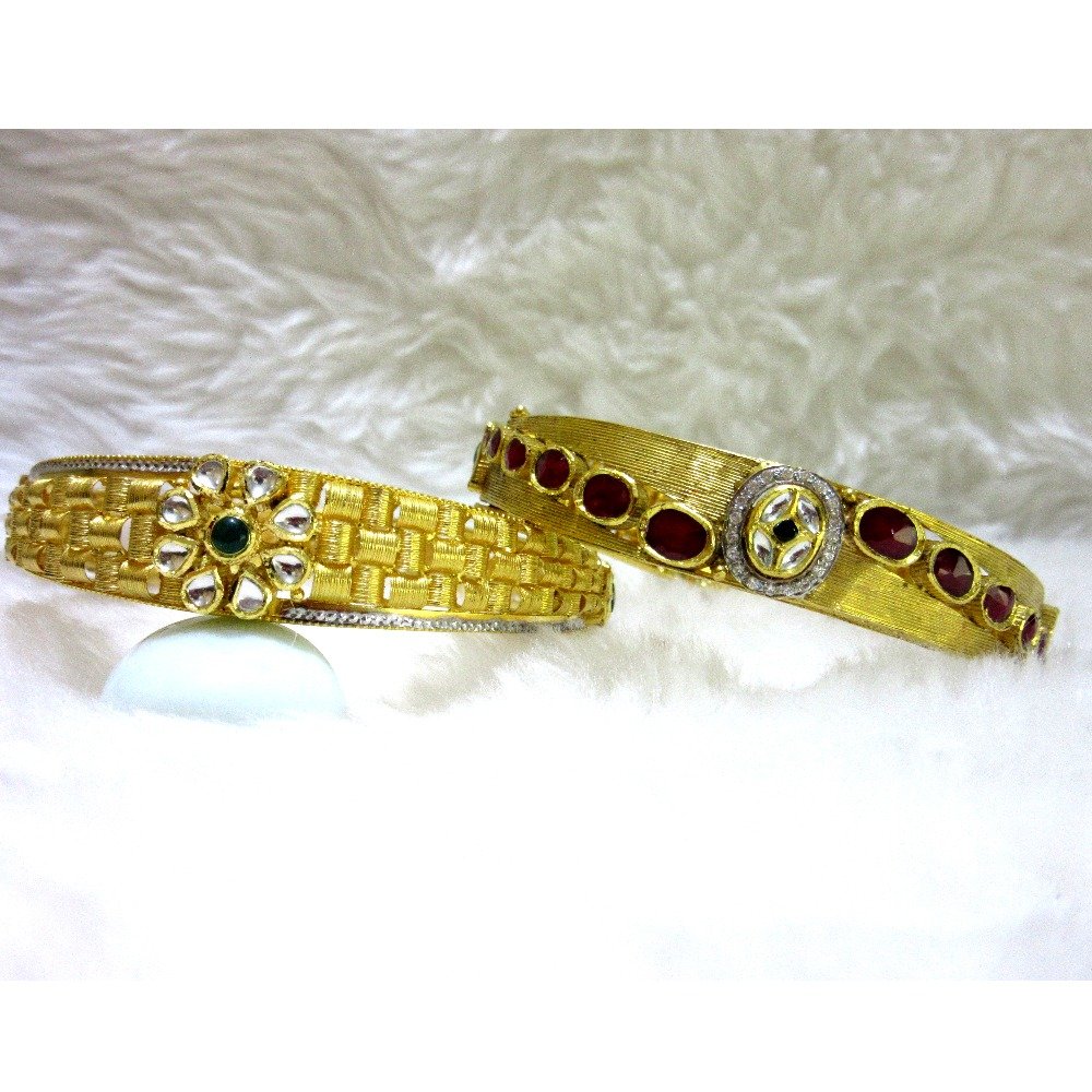 22k double side jadtar kundan bangles