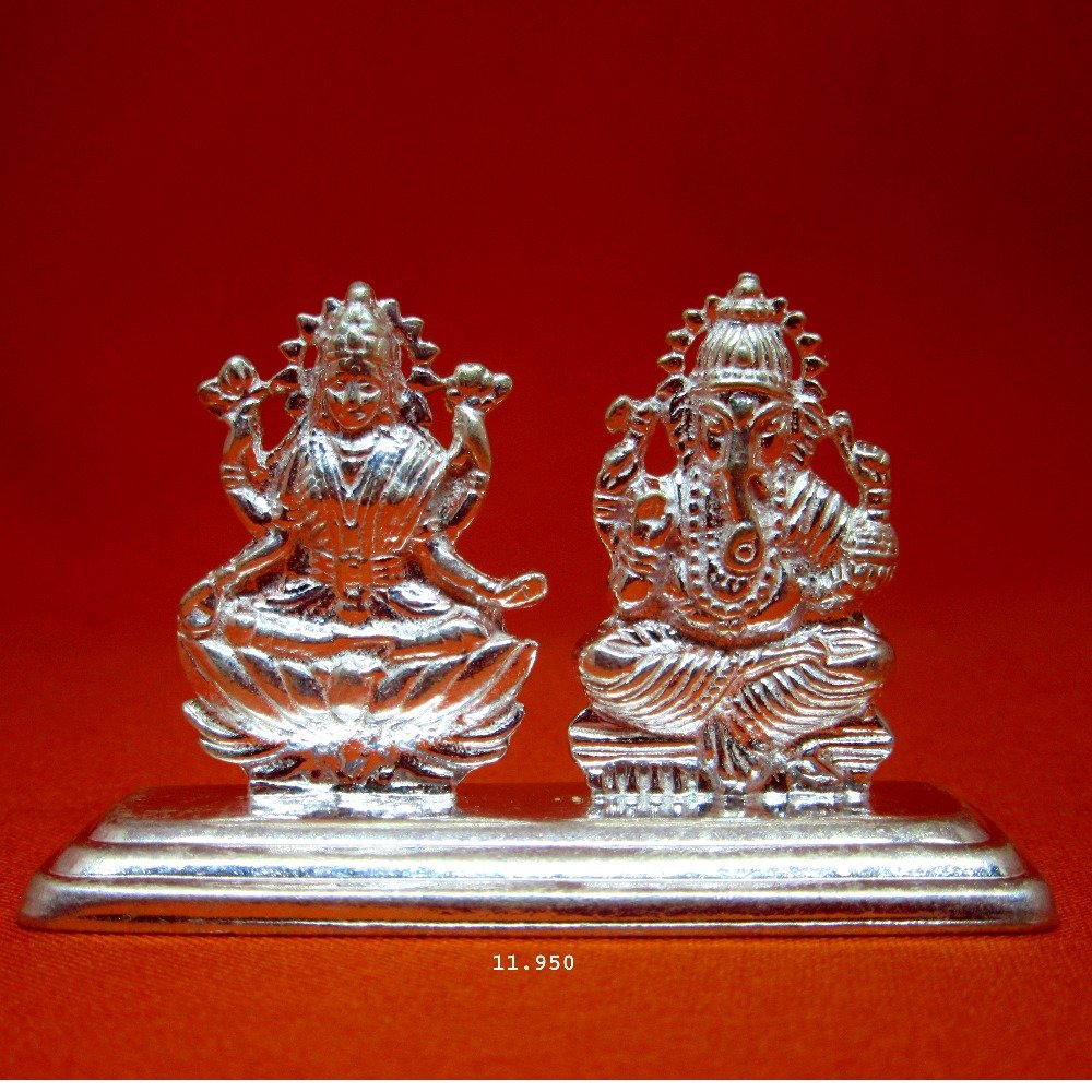 Silver shree ganesha-lakshmiji murti (statue) mrt