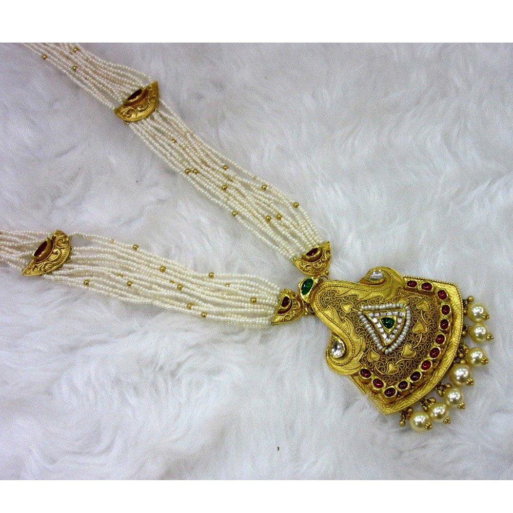 Gold hm916 manimoti heritage jadtar necklace