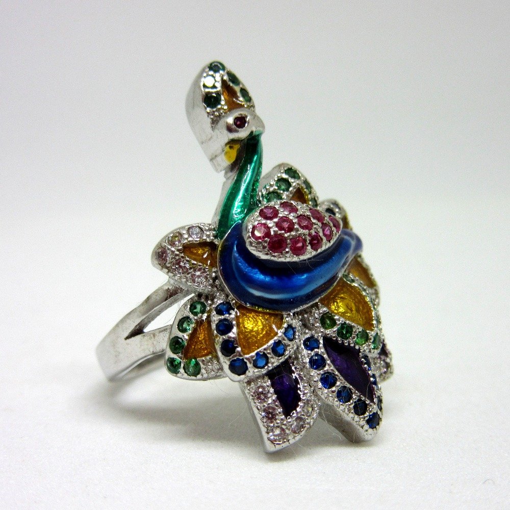 925 silver peacock colorful ring sr925-59