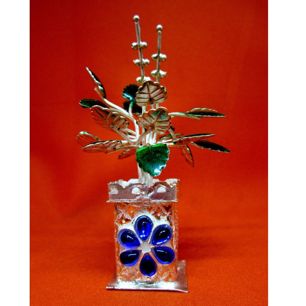 Silver tulshi kyara multicolor stone meena design