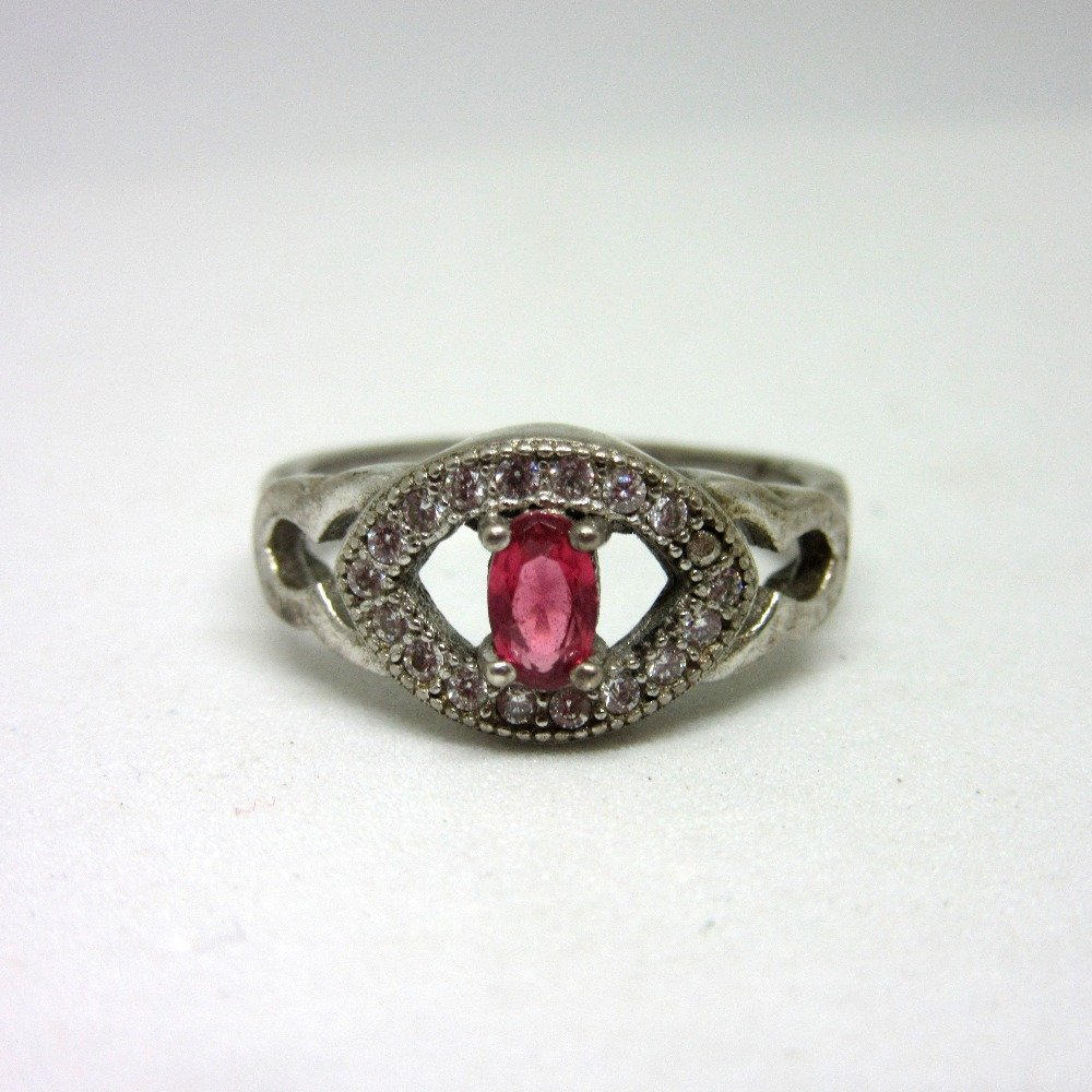 Silver pink stone royal ring sr925-177