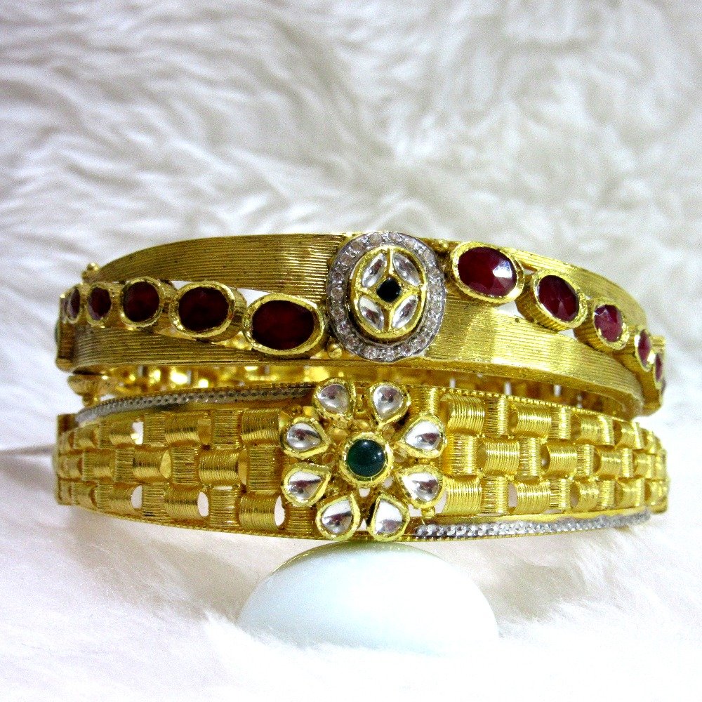 22k double side jadtar kundan bangles