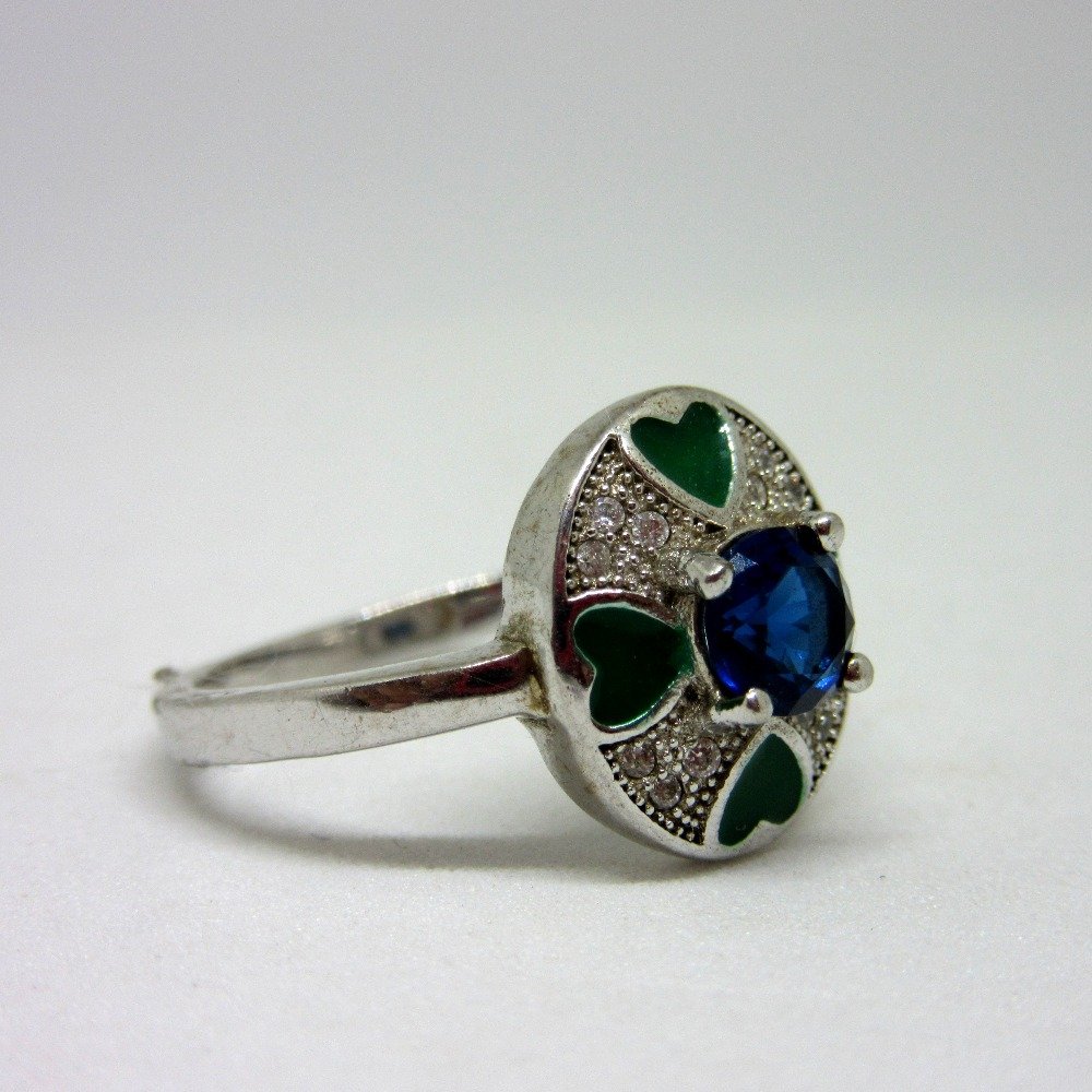 Silver 925 blue diamond meen ring sr925-231