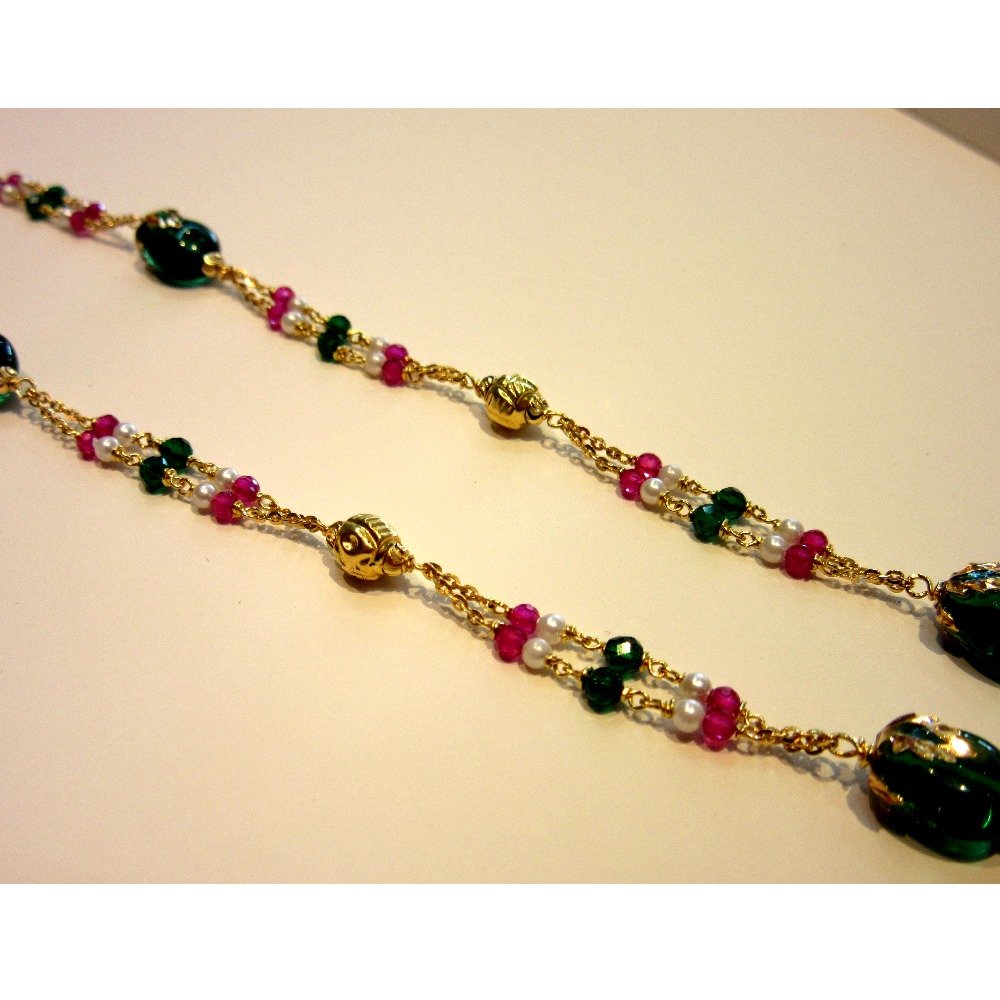 22k 916 hallmark antique colorful stone mala