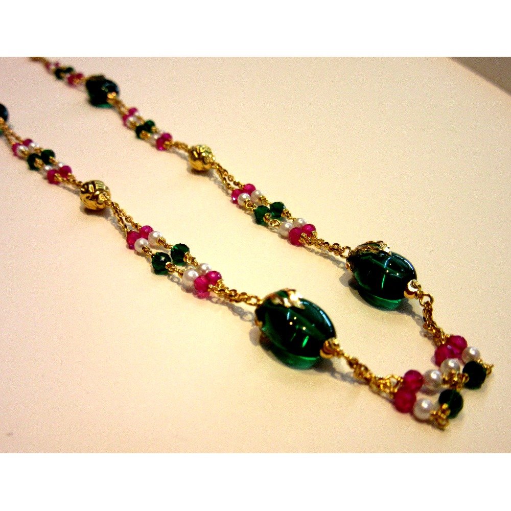 22k 916 hallmark antique colorful stone mala