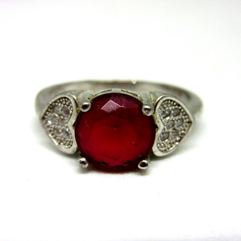 Silver 925 red stone ring sr925-172