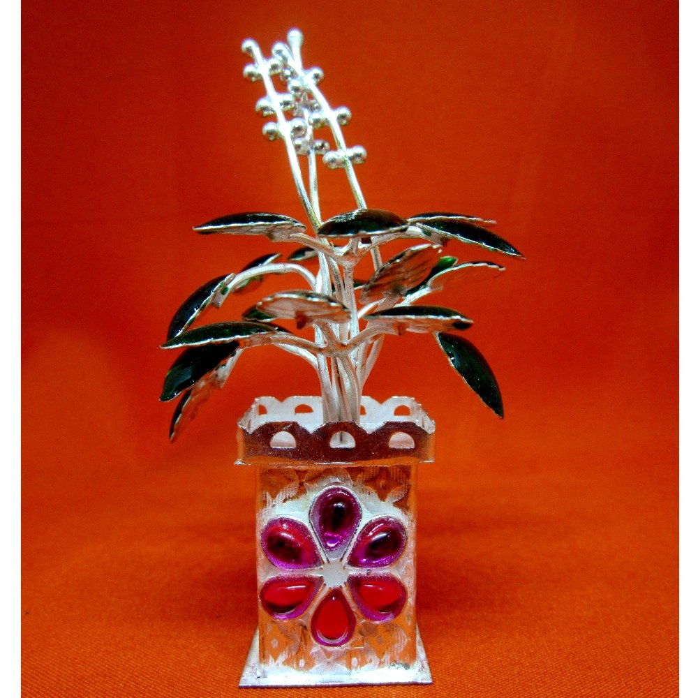 Silver tulshi kyara multicolor stone meena design