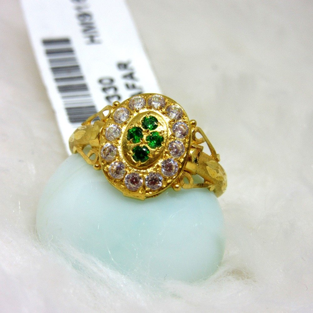 Gold Green Stone Ring