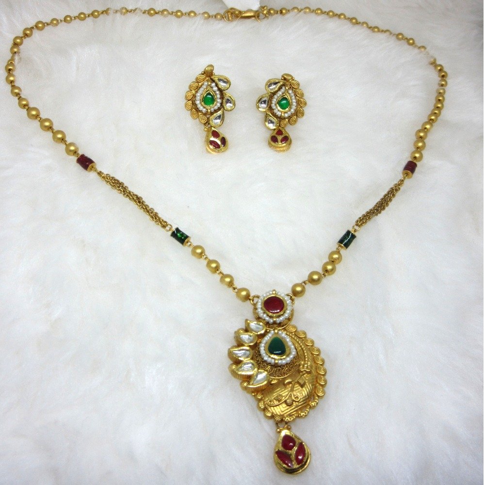 Antique gold 22k hm916 chain pendant set