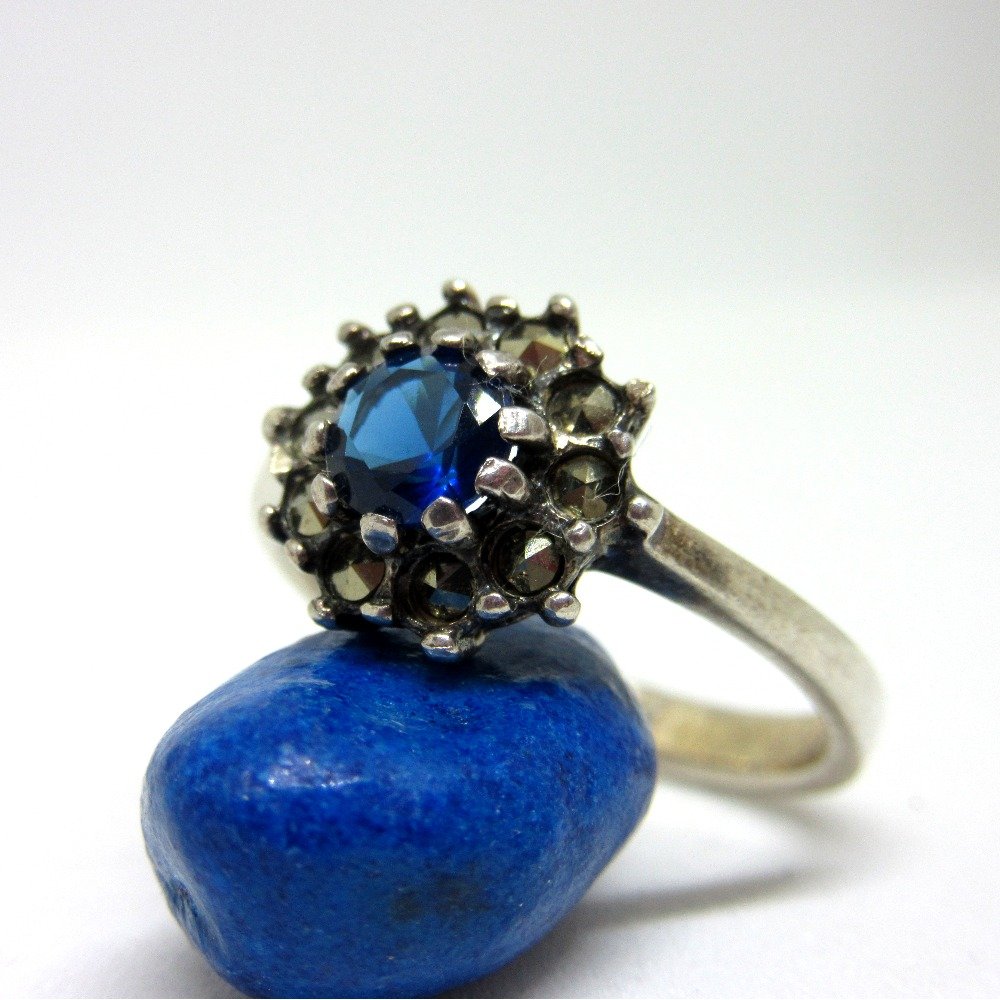 Silver 925 blue stone classic ring sr925-191