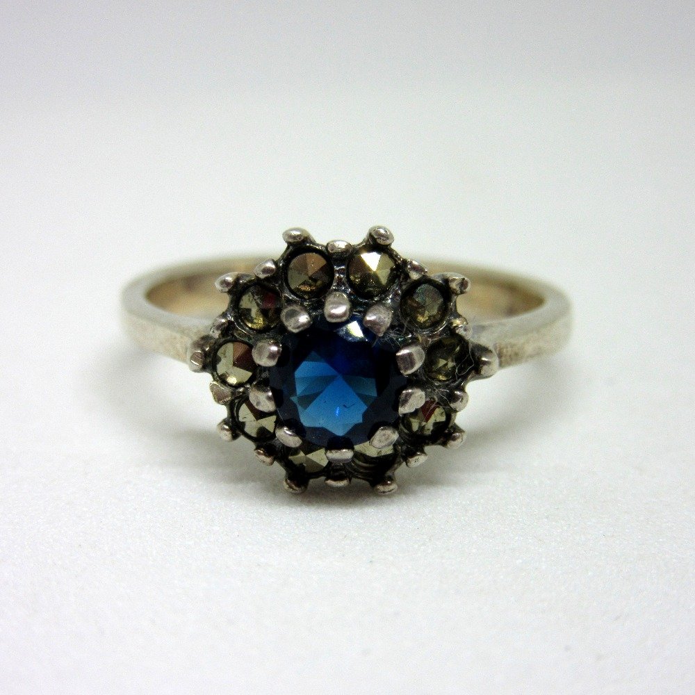 Silver 925 blue stone classic ring sr925-191